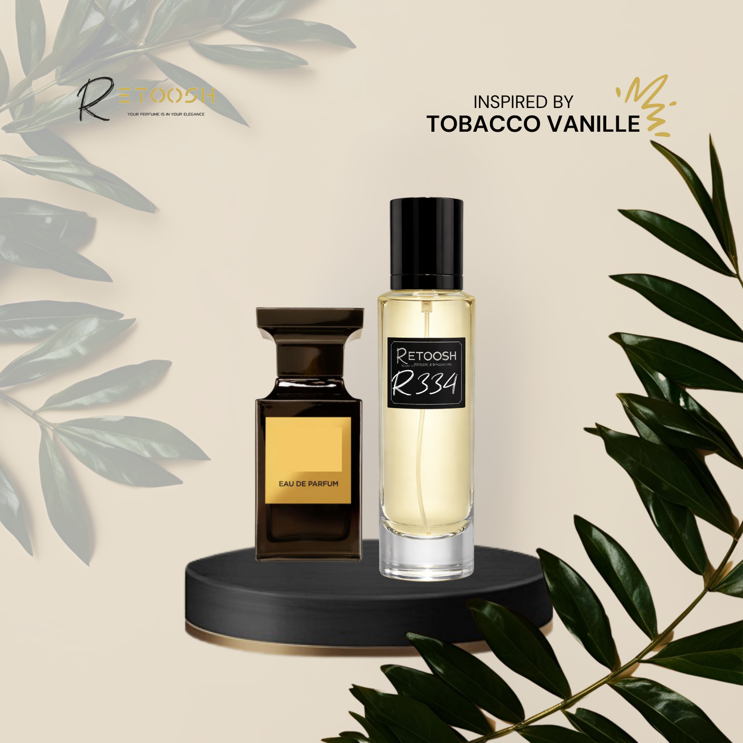 R334 Tobacco Blaze Fragrance – A Bold Fusion of Spice & Warm Vanilla for Women and Men | 50mL - Retoosh Perfumes